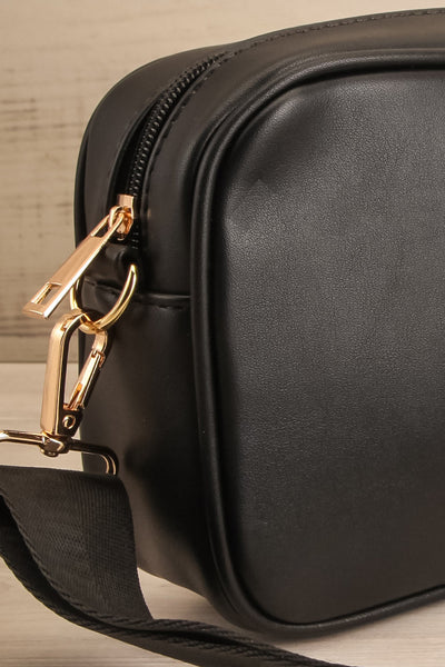 Dianoia Black Faux Leather Crossbody Bag | La petite garçonne side close-up