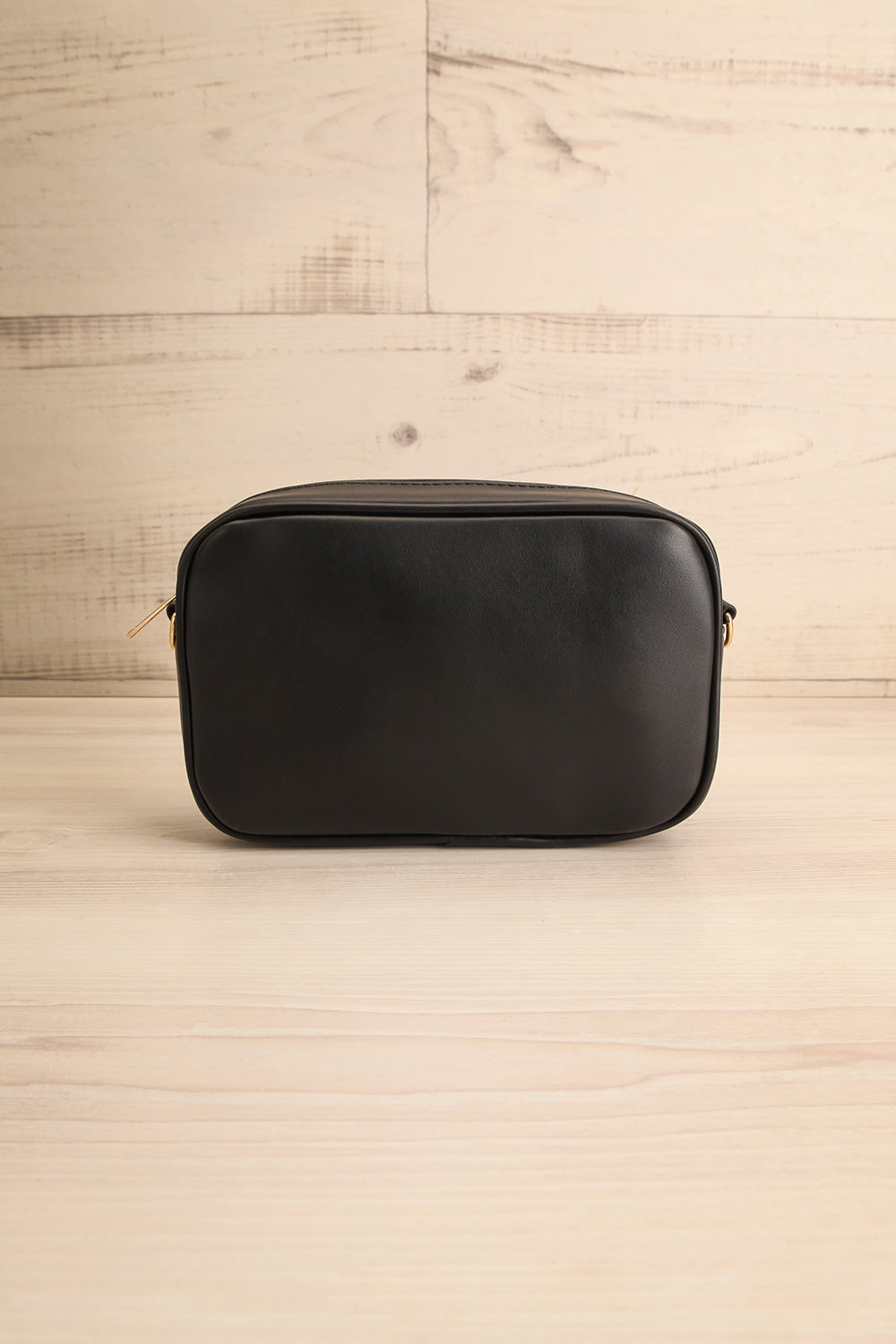 Dianoia Black Faux Leather Crossbody Bag | La petite garçonne front view