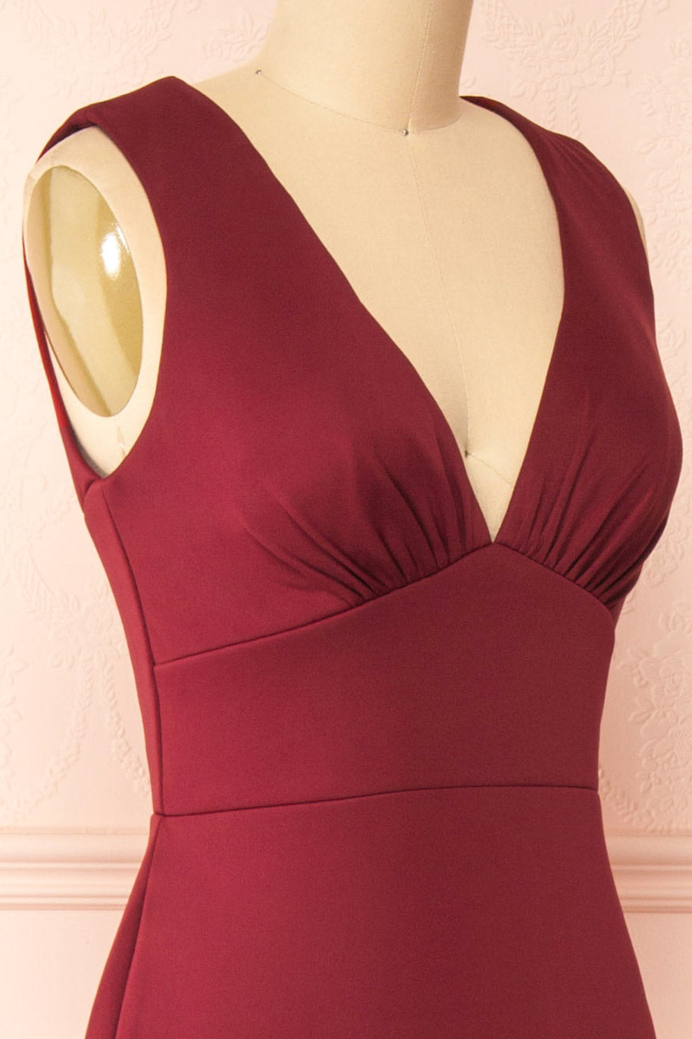 Diaz Burgundy Maxi Dress w/ Train | Boudoir 1861 side