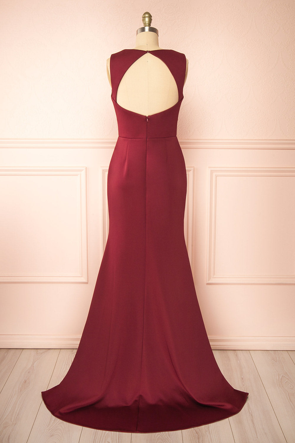 Diaz Burgundy Maxi Dress w/ Train | Boudoir 1861 back view