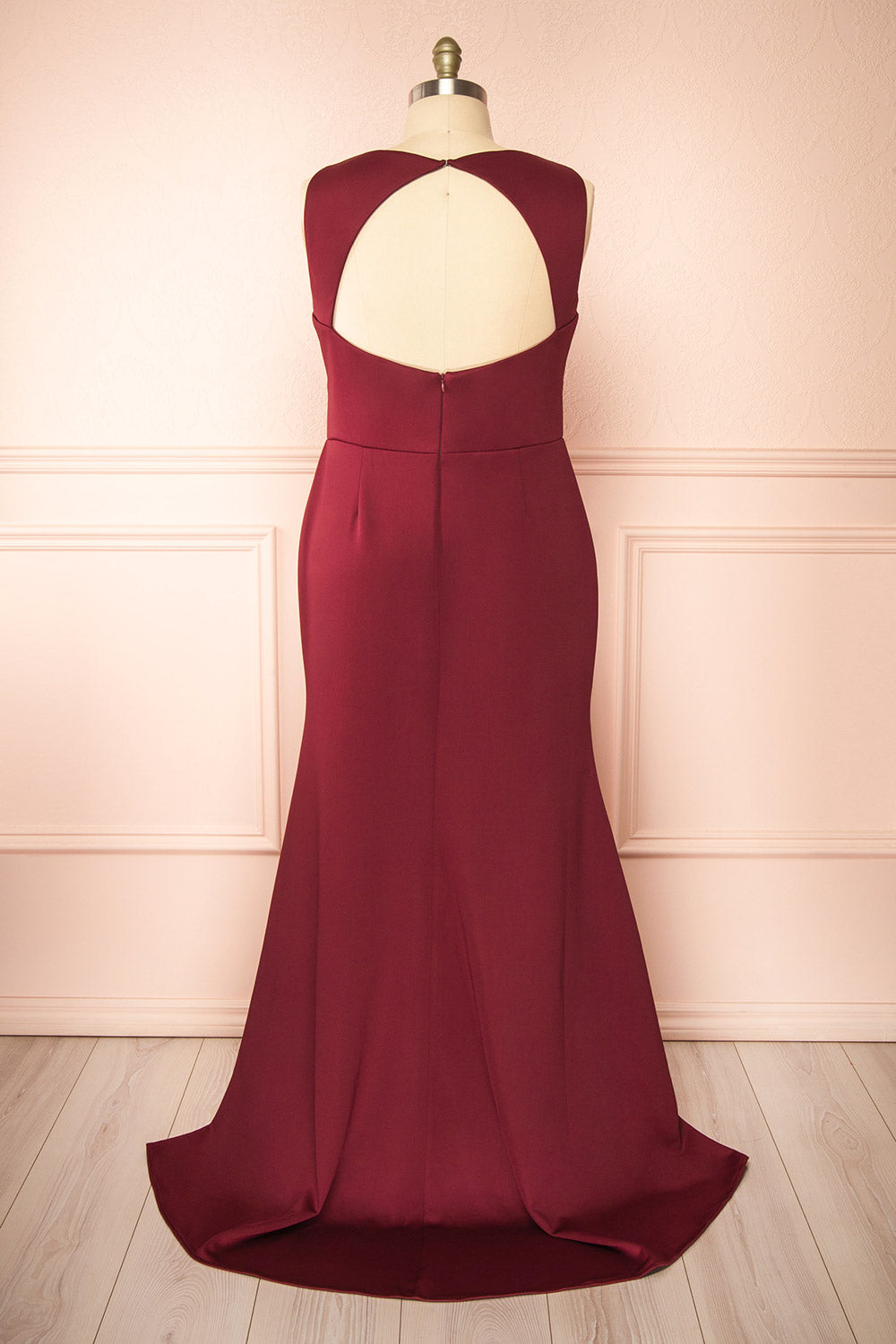 Diaz Burgundy Maxi Dress w/ Train | Boudoir 1861 back plus size