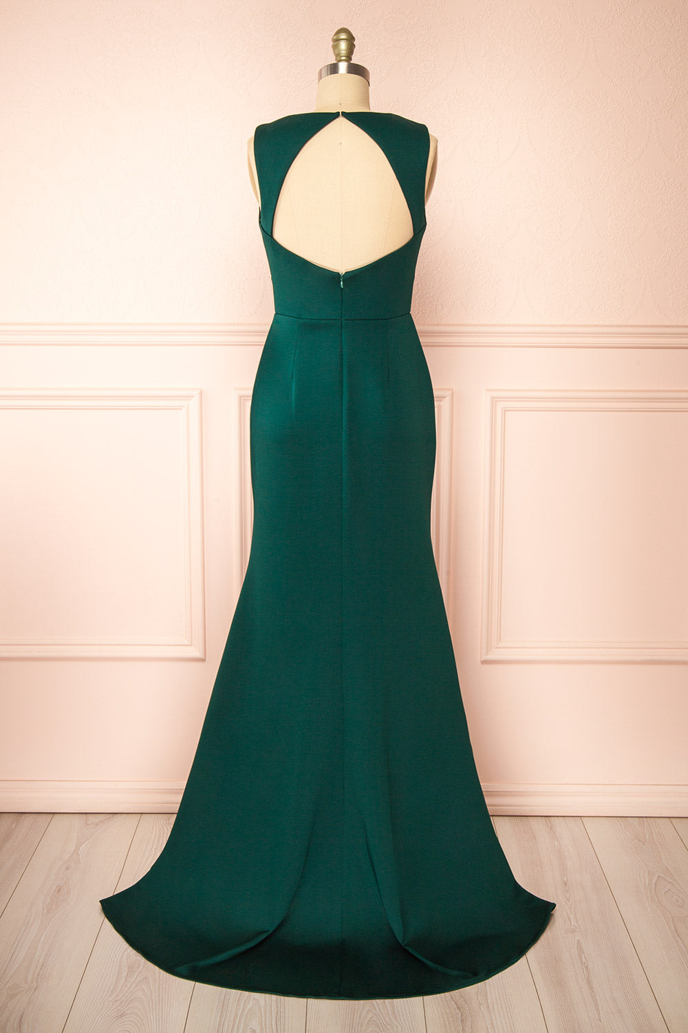 Diaz Green Maxi Dress w/ Train | Boudoir 1861 back view