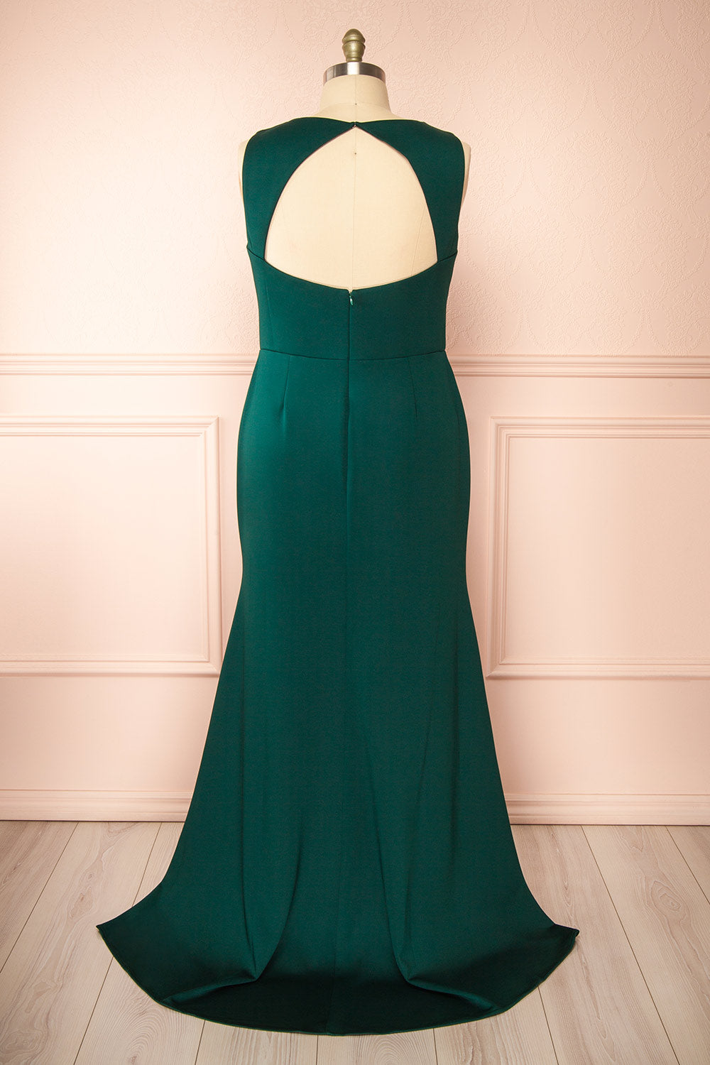 Diaz Green Maxi Dress w/ Train | Boudoir 1861 back plus size