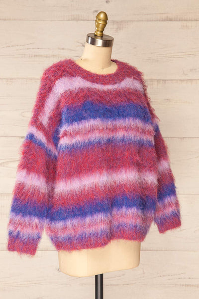 Dijon Colourful Striped Fuzzy Sweater | La petite garçonne side view