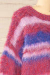 Dijon Colourful Striped Fuzzy Sweater | La petite garçonne side close-up