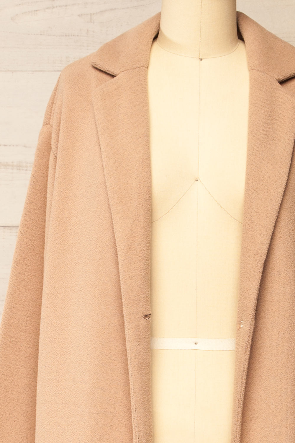 Dimton Beige Knit Coat w/ Pockets | La petite garçonne open close-up