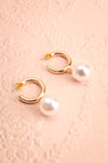 Dinoa | Gold Hoop Earrings w/ Large Pearls view