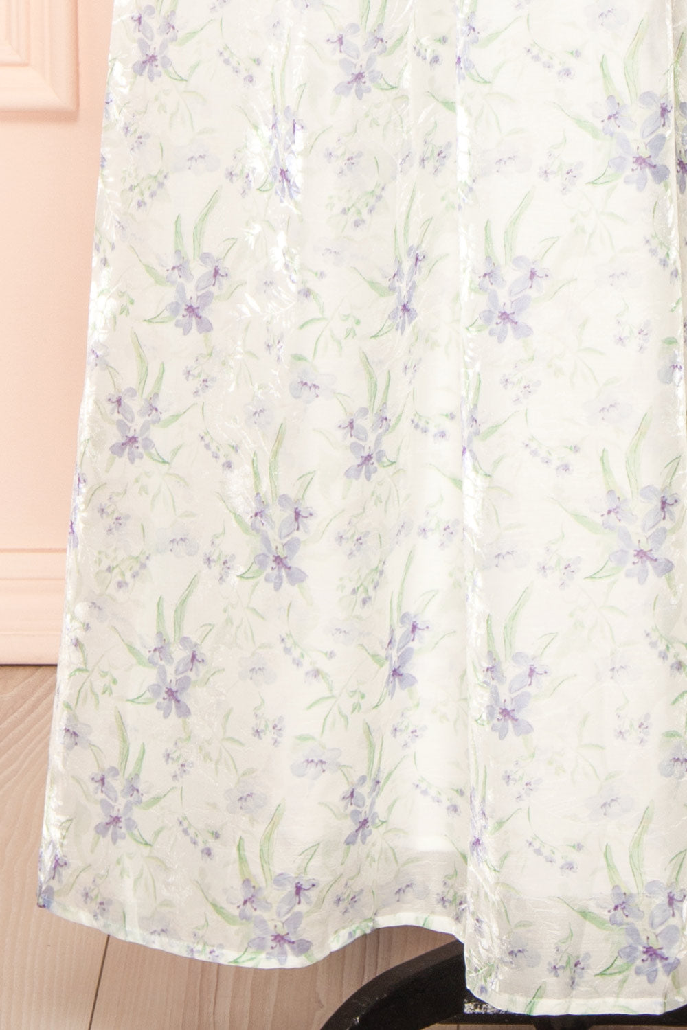 Diurnia Shimmery Maxi Floral Dress w/ V-Neckline | Boutique 1861 bottom