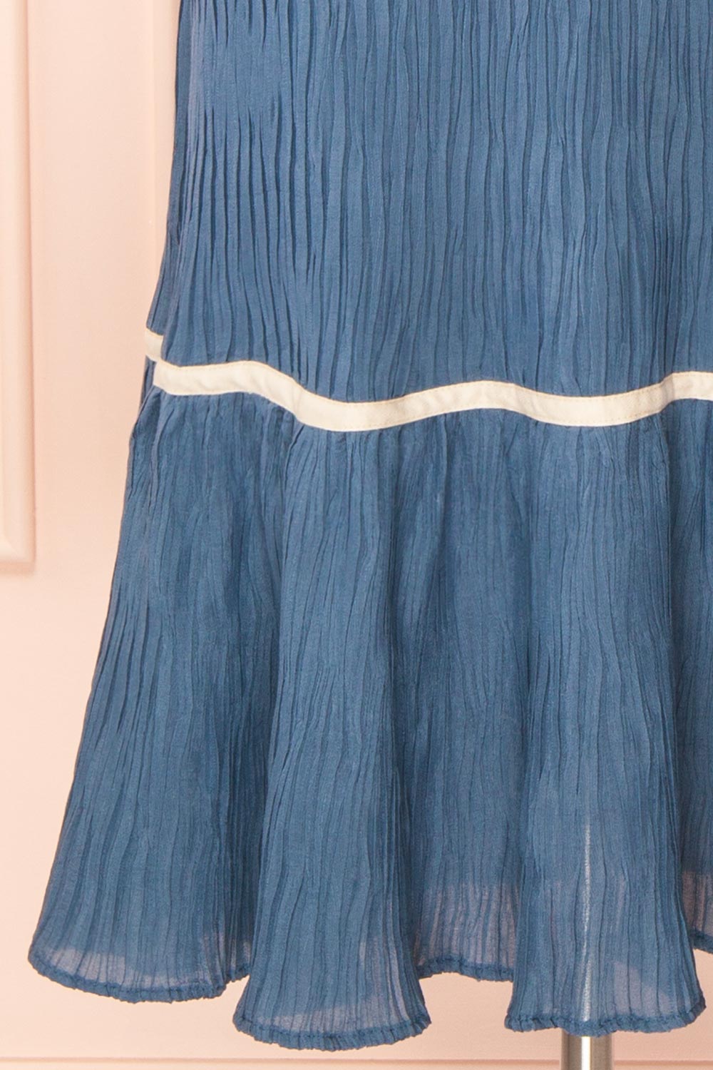 Dixie Blue Pleated Midi Dress w/ Ivory Bows | Boutique 1861 bottom