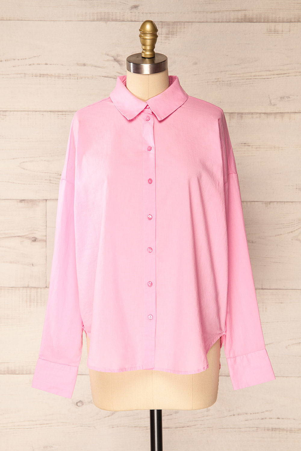 Dodoma Pink Oversized Button-Up Shirt | La petite garçonne front view