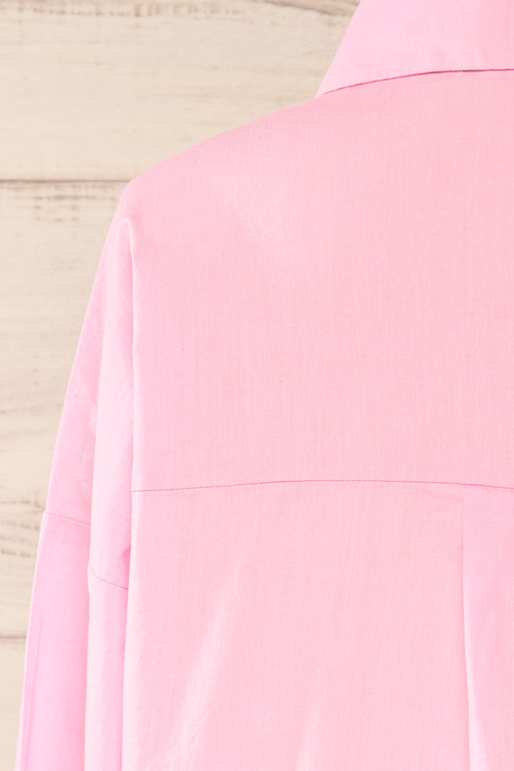 Dodoma Pink Oversized Button-Up Shirt | La petite garçonne  back close-up