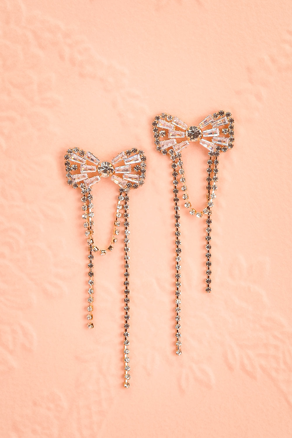 Dolaricia Gold Bow Earrings with Pendant Chains | Boutique 1861 view