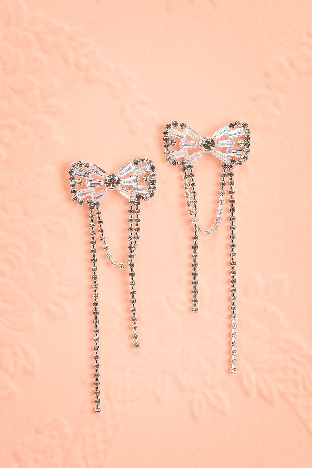Dolaricia Silver Bow Earrings with Pendant Chains | Boutique 1861 view