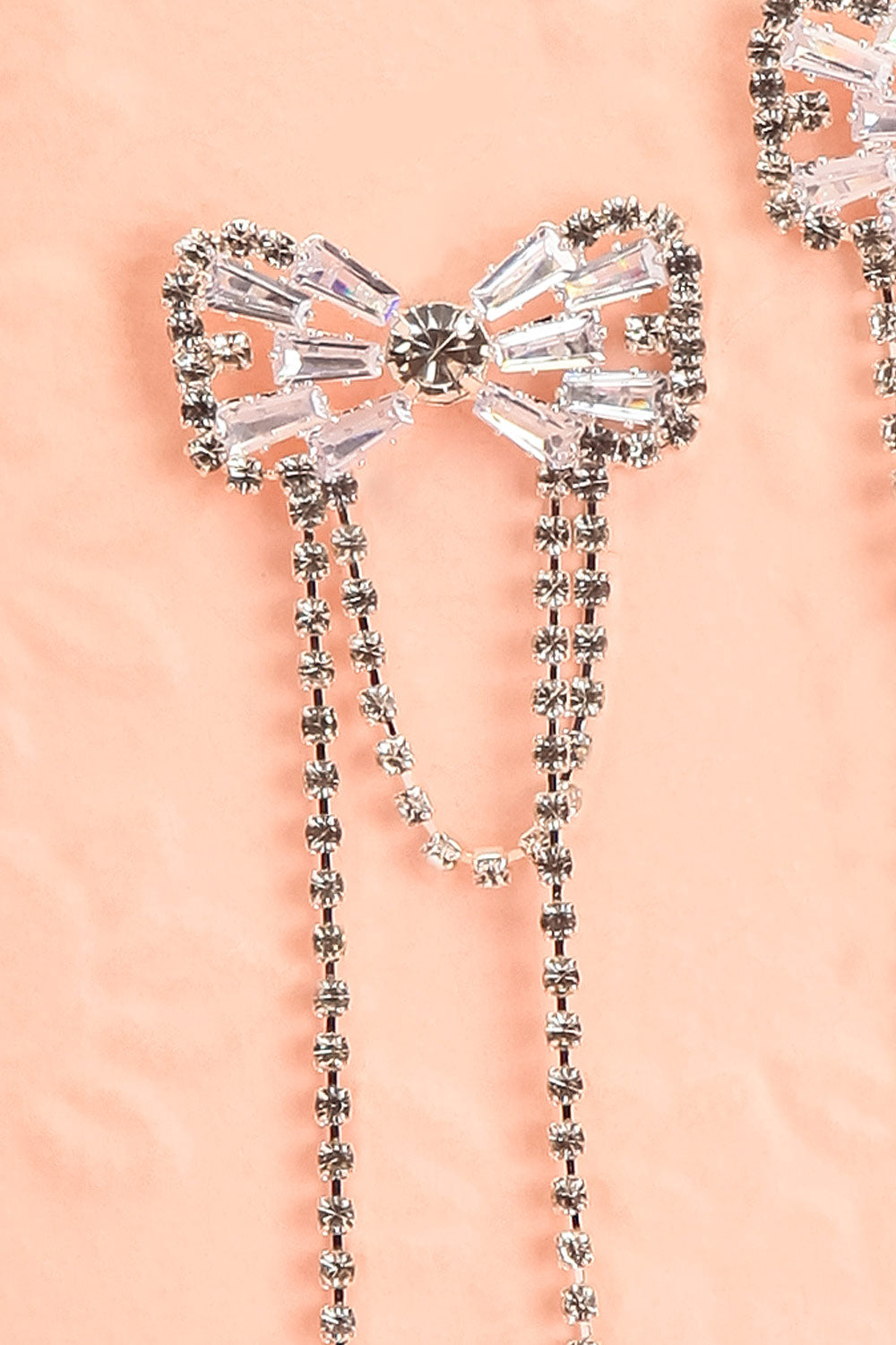 Dolaricia Silver Bow Earrings with Pendant Chains | Boutique 1861 close-up