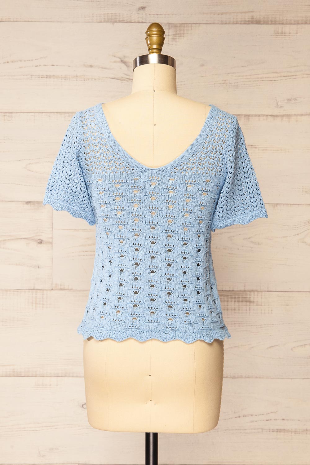 Doleen Blue Short Sleeve Knit T-Shirt | La petite garçonne back view