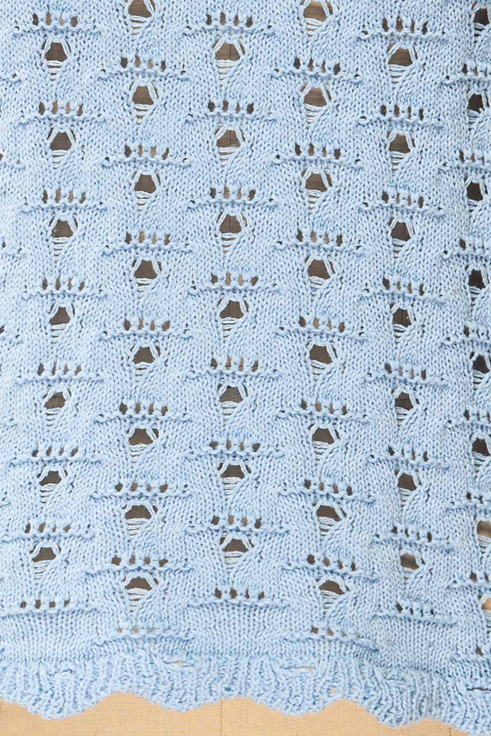 Doleen Blue Short Sleeve Knit T-Shirt | La petite garçonne fabric 