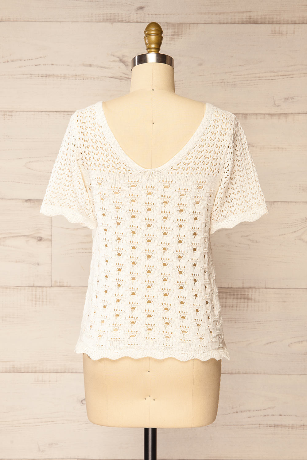 Doleen Ivory Short Sleeve Knit T-Shirt | La petite garçonne  back view