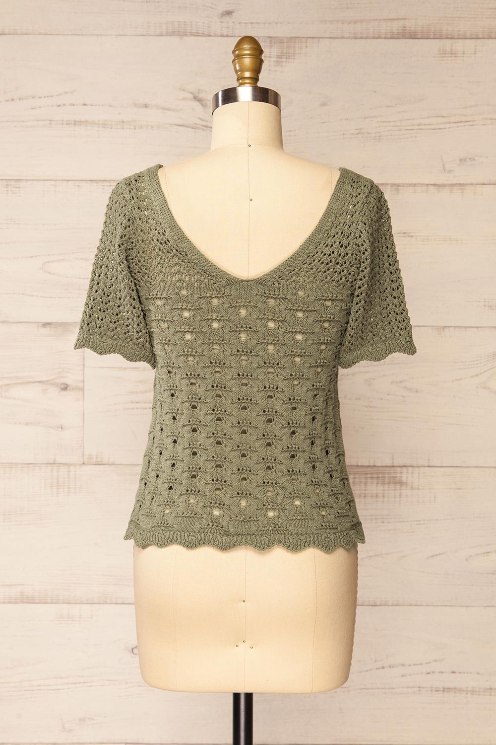 Doleen Sage Short Sleeve Knit T-Shirt | La petite garçonne back view