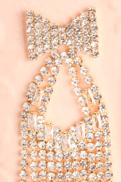 Domi Crystal Pendant Earrings w/ Ribbon Detail | Boutique 1861 close-up