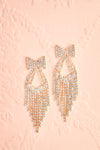 Domi Crystal Pendant Earrings w/ Ribbon Detail | Boutique 1861