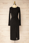 Domingo Black Knotted Dress w/ Sparkly Pattern | La petite garçonne front view