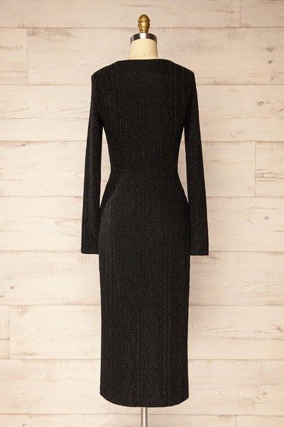 Domingo Black Knotted Dress w/ Sparkly Pattern | La petite garçonne back view