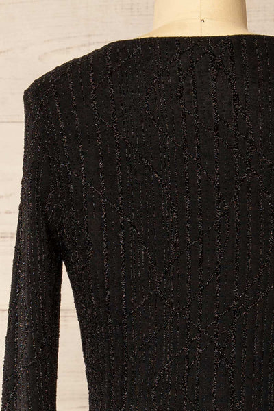 Domingo Black Knotted Dress w/ Sparkly Pattern | La petite garçonne back close-up