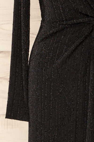 Domingo Black Knotted Dress w/ Sparkly Pattern | La petite garçonne sleeve