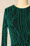 Domingo Green Knotted Dress w/ Sparkly Pattern | La petite garçonne front close-up