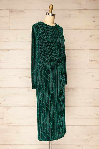 Domingo Green Knotted Dress w/ Sparkly Pattern | La petite garçonne side view
