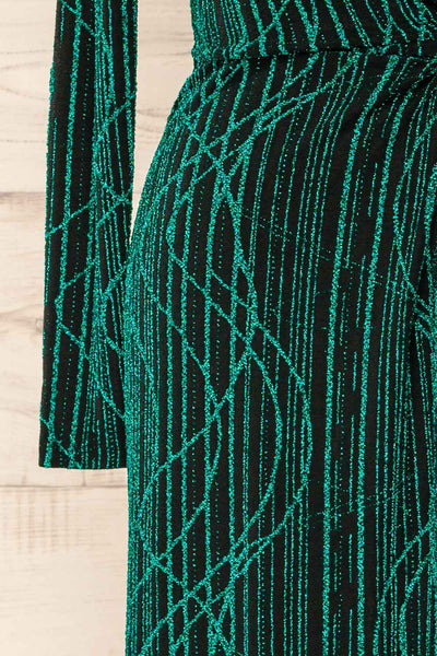 Domingo Green Knotted Dress w/ Sparkly Pattern | La petite garçonne sleeve