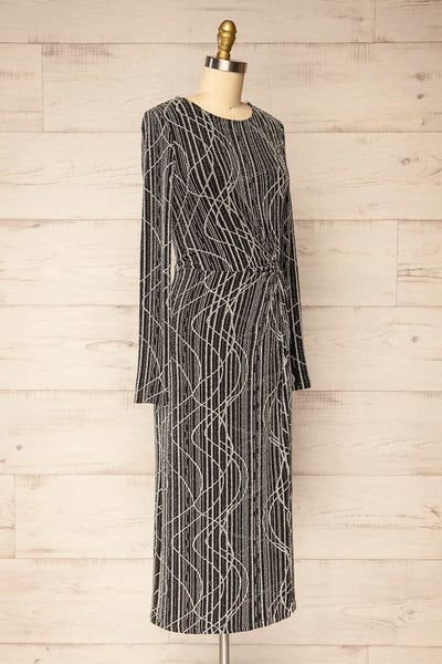 Domingo Silver Knotted Dress w/ Sparkly Pattern | La petite garçonne side view