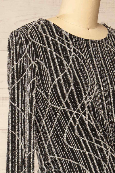 Domingo Silver Knotted Dress w/ Sparkly Pattern | La petite garçonne side close-up