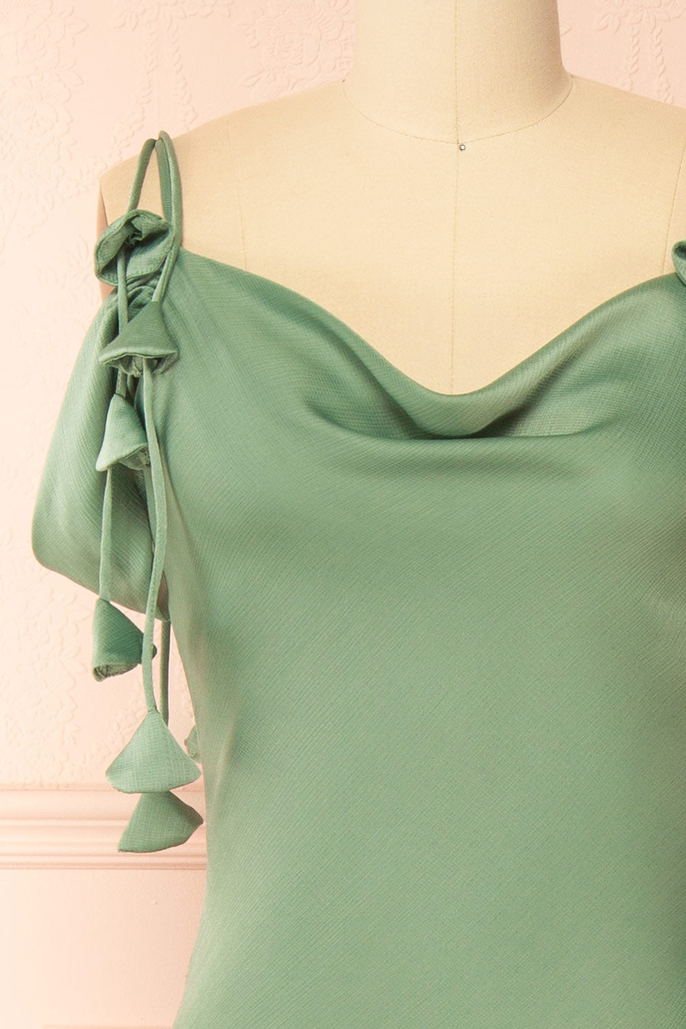 Donatella Off-the-Shoulder Green Midi Dress | Boutique 1861 front 