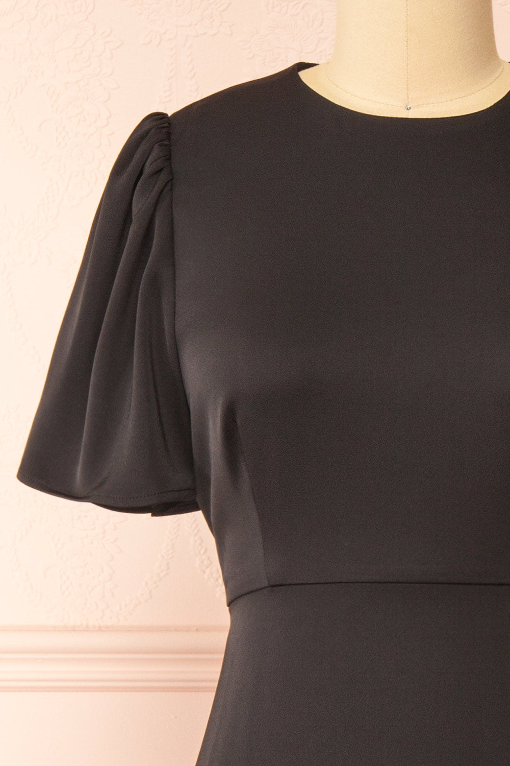 Doreen Long Black Dress w/ Bell Sleeves | Boutique 1861 front 