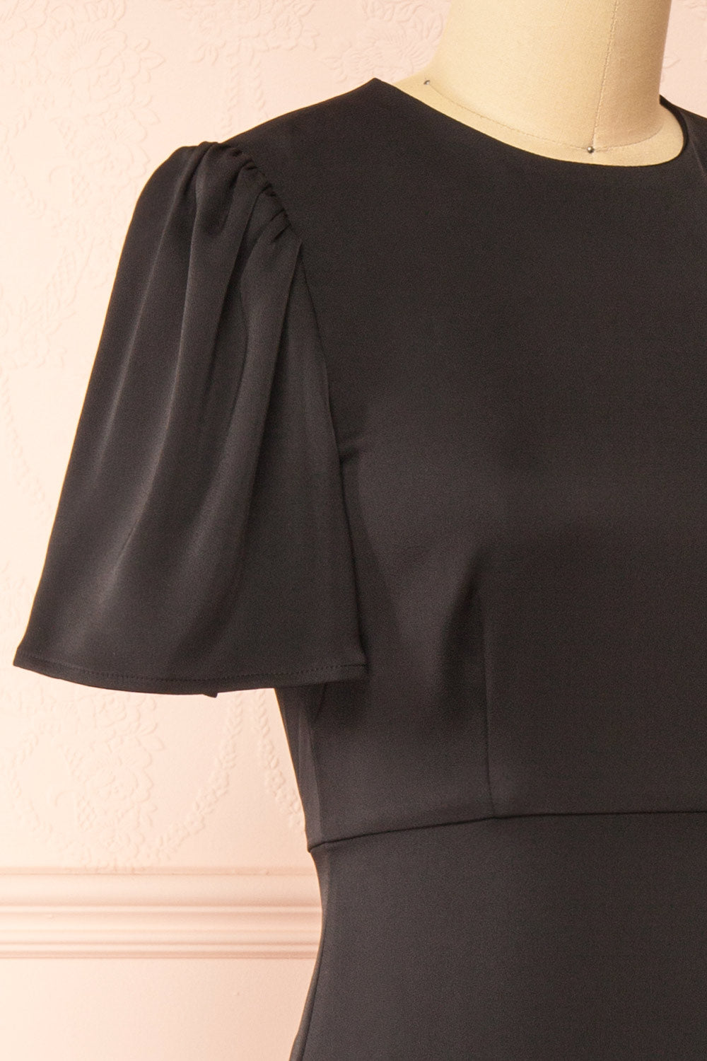 Doreen Long Black Dress w/ Bell Sleeves | Boutique 1861 side