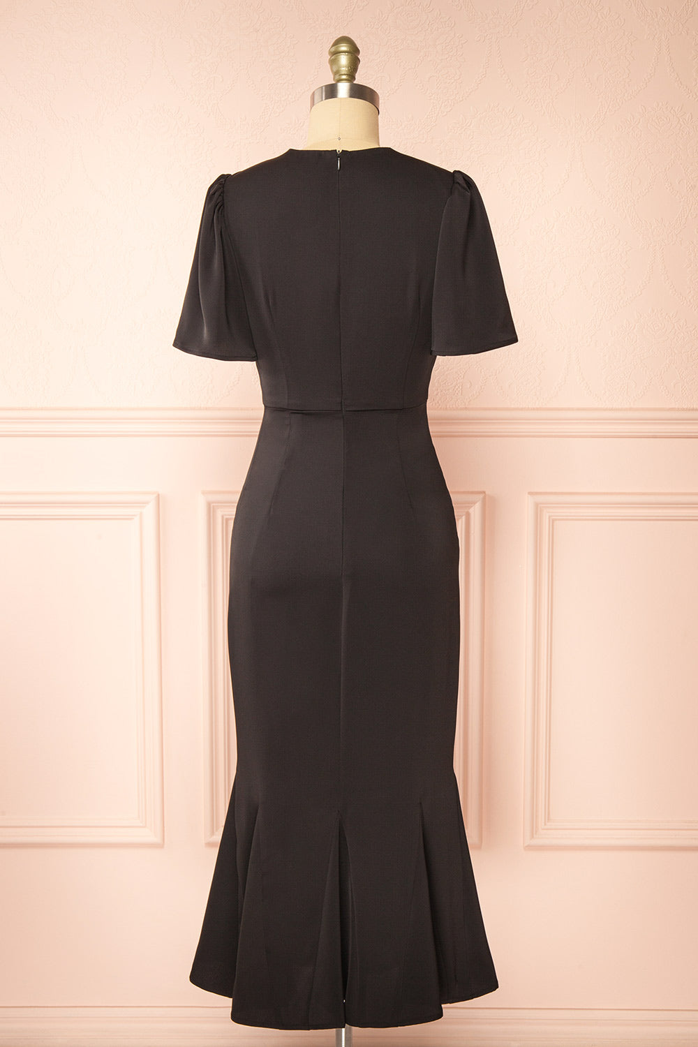 Doreen Long Black Dress w/ Bell Sleeves | Boutique 1861 back view