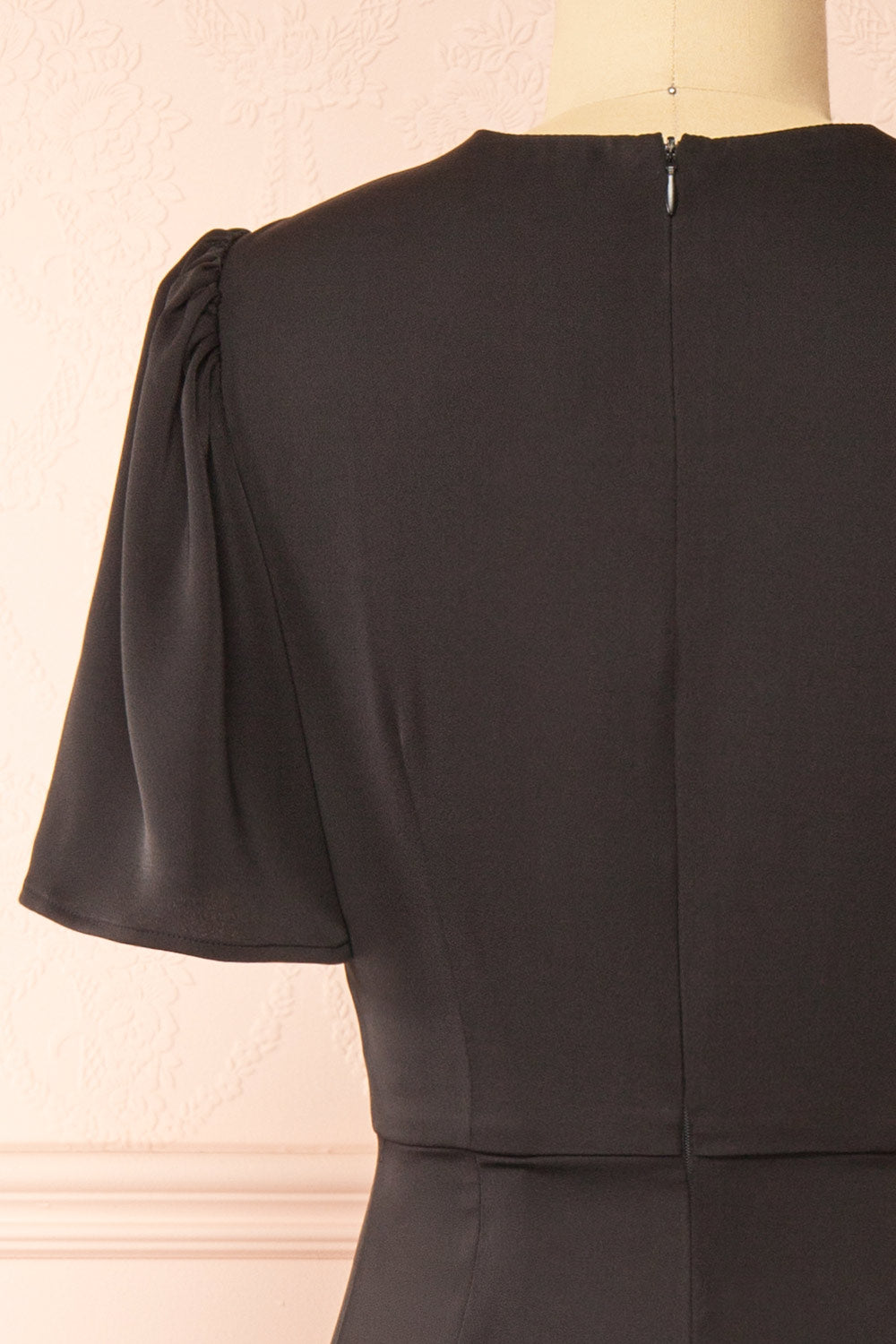 Doreen Long Black Dress w/ Bell Sleeves | Boutique 1861 back