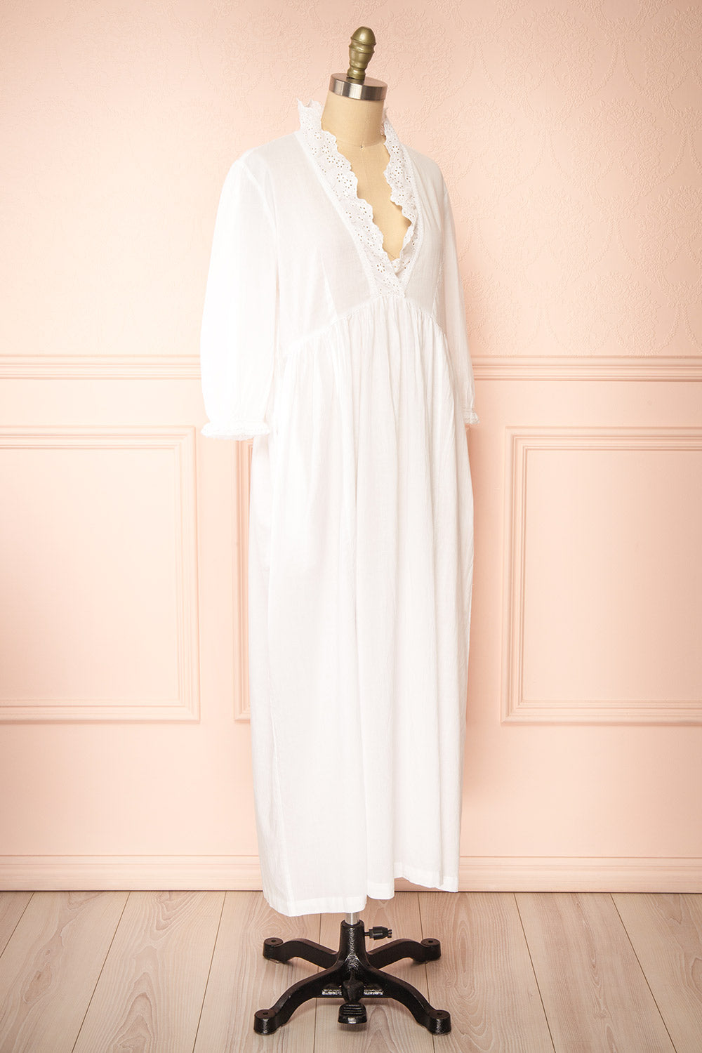 Doriane White Cotton Nightgown | Boutique 1861 side view