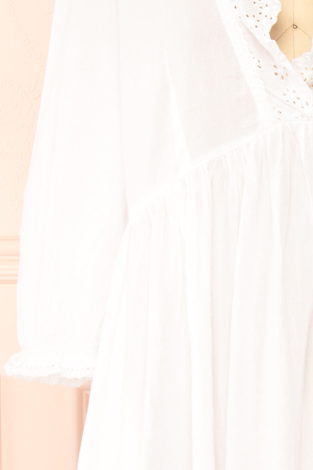 Doriane White Cotton Nightgown | Boutique 1861 sleeve