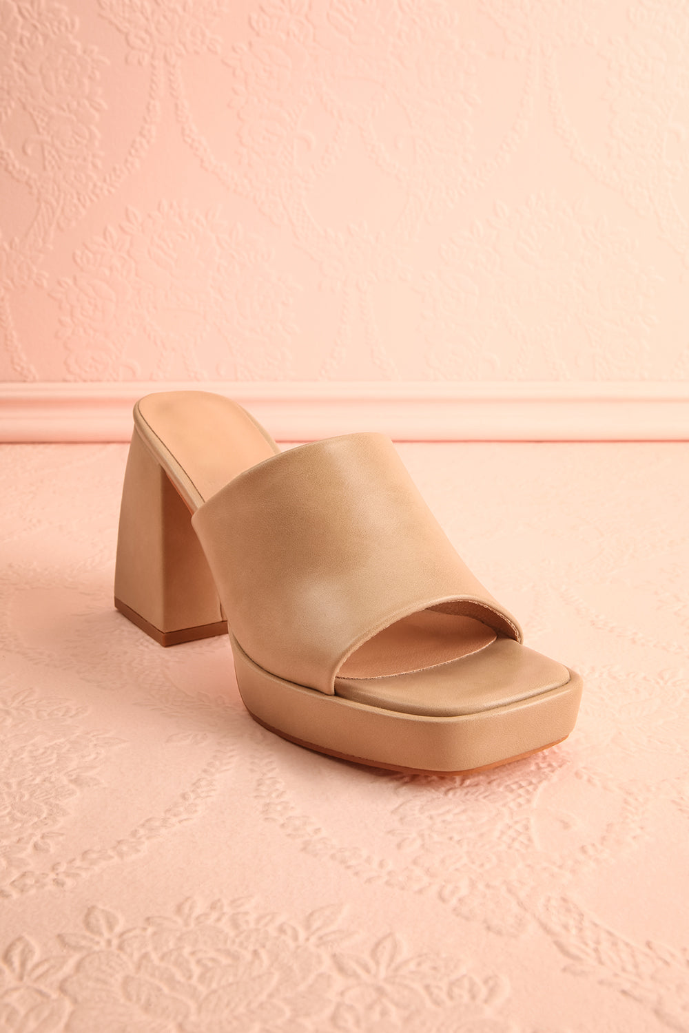 Dorisse Taupe Heeled Mules | Boutique 1861 front view