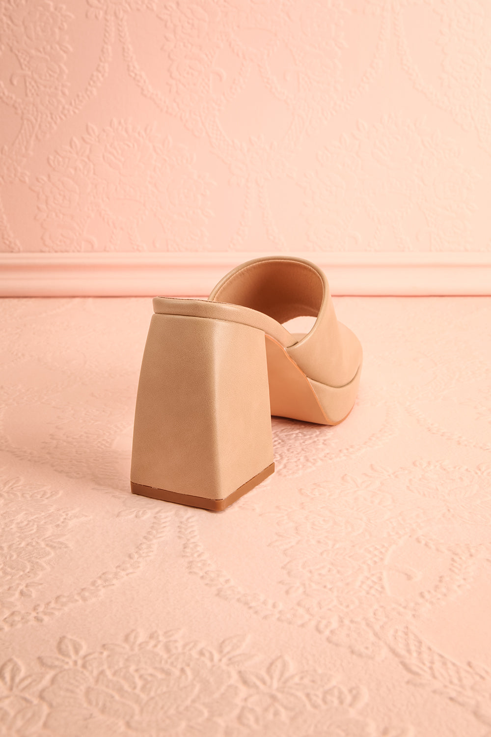 Dorisse Taupe Heeled Mules | Boutique 1861 back view