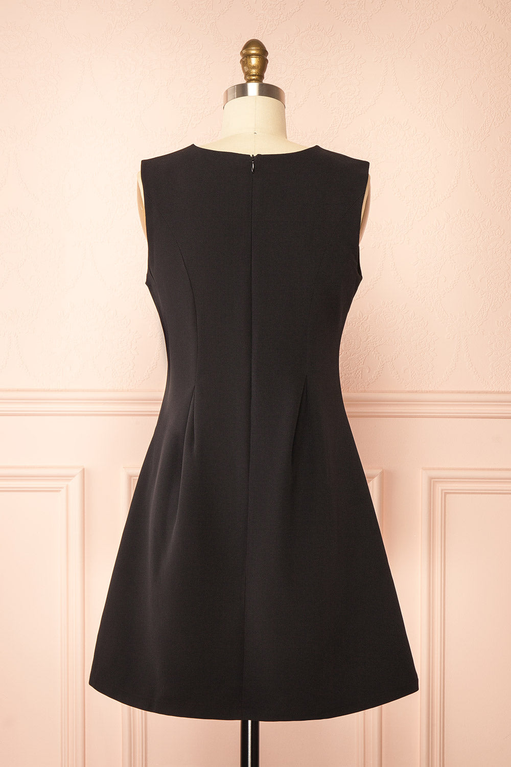 Dounia Short Sleeveless Black Dress with Bows | Boutique 1861 back view