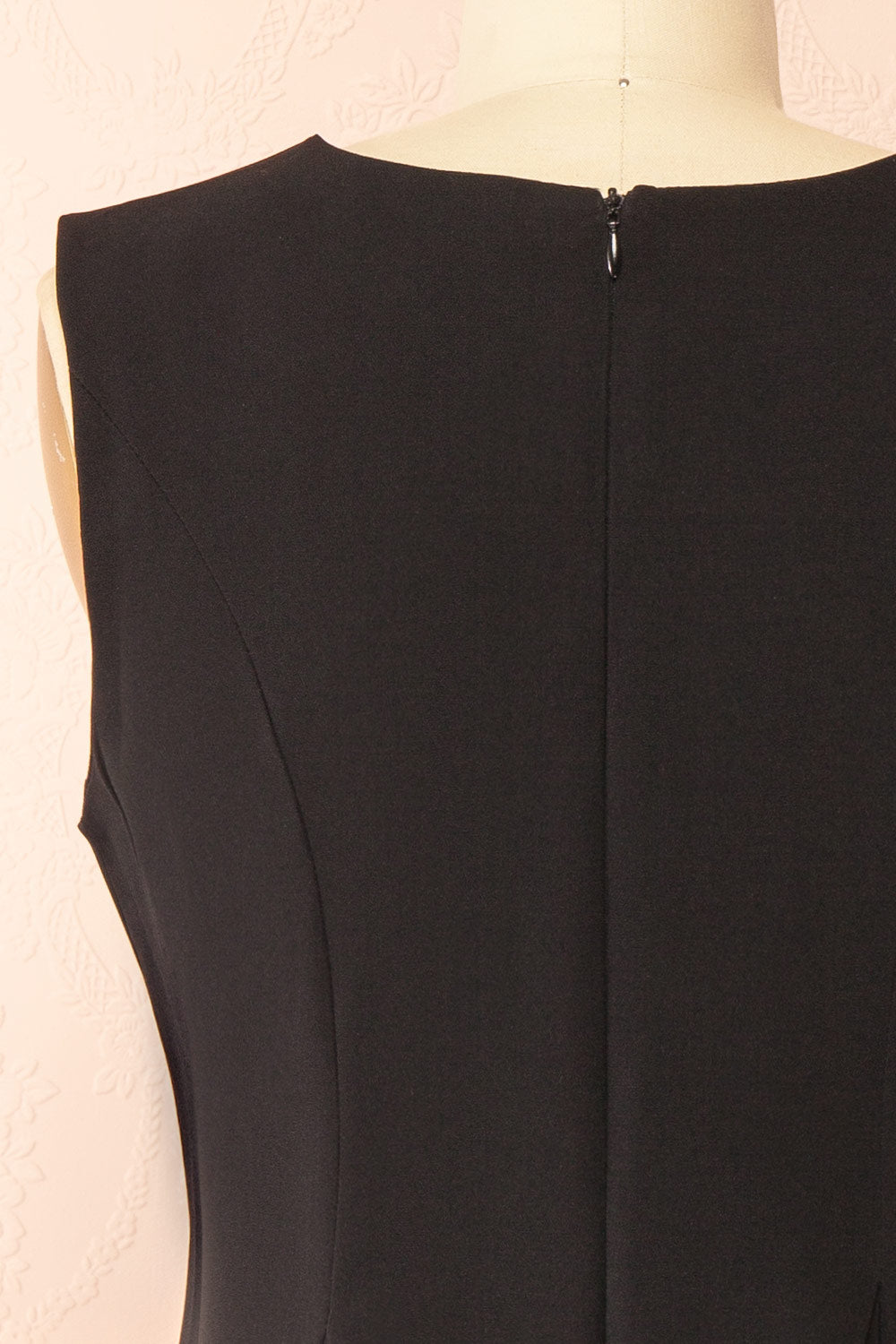 Dounia Short Sleeveless Black Dress with Bows | Boutique 1861 back