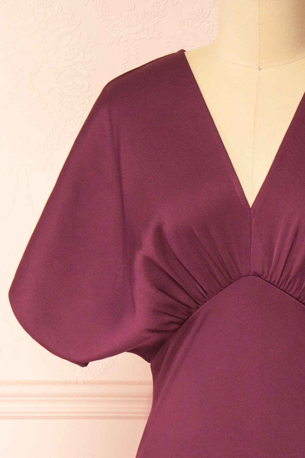 Dracaris Long Burgundy Satin Dress | Boutique 1861  front