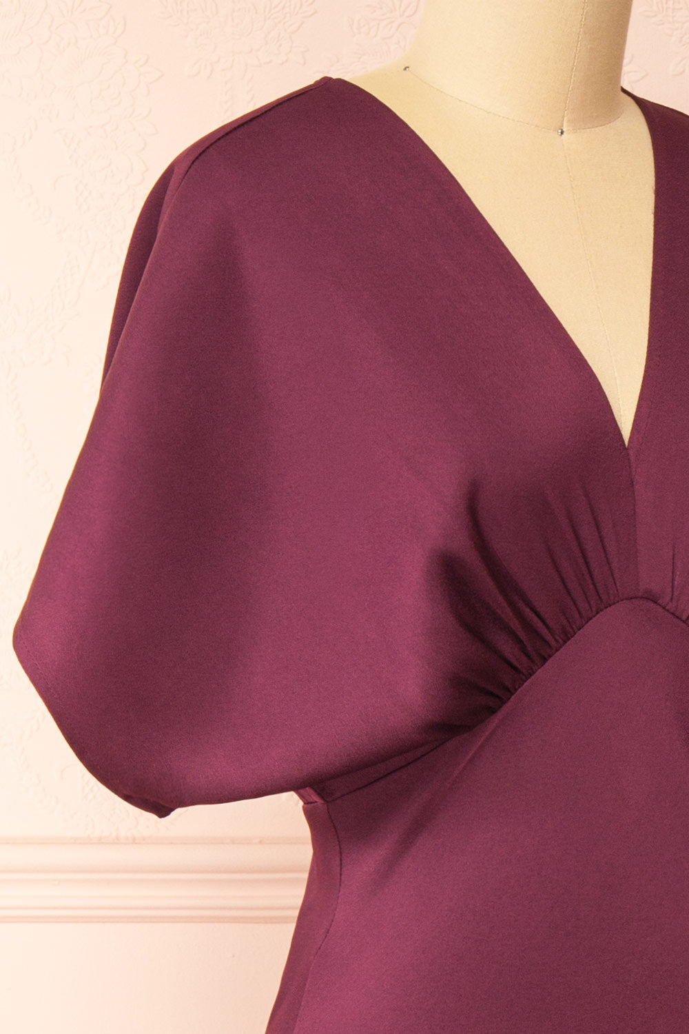 Dracaris Long Burgundy Satin Dress | Boutique 1861  side