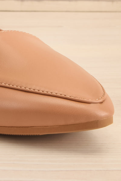 Drake Beige Pointed Faux-Leather Loafers | La petite garçonne front close-up