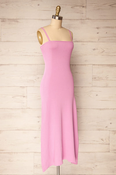 Dresden Mauve Ribbed Midi Dress | Boutique 1861 side view