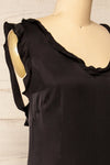 Drumburgh Midi Black Dress w/ Ruffles | La petite garçonne side close-up