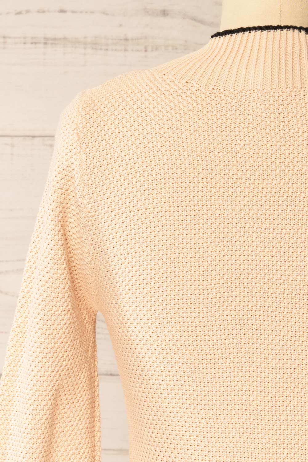 Dublin Fitted Beige Knitted Short Dress | La petite garçonne back